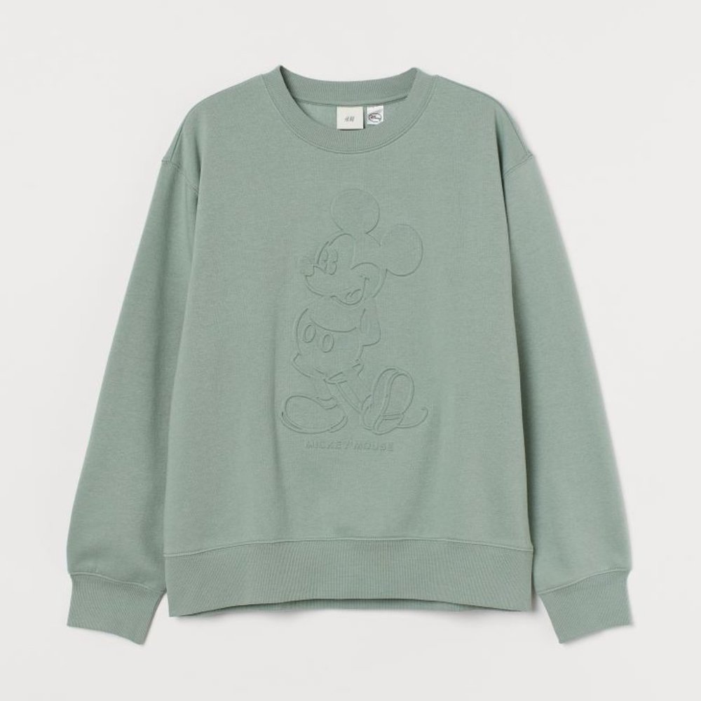 H&M SageGreen Mickey Mouse Pullover Sweatshirt S
